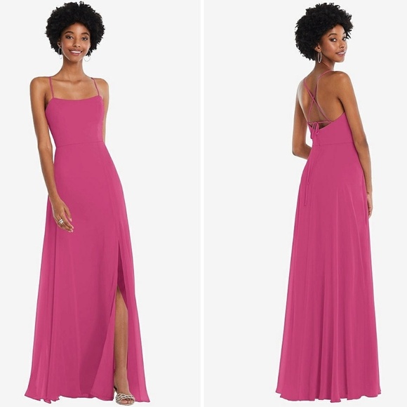 After Six Scoop Neck Convertible Tie-Strap Maxi Dress With Front Slit Size 10 - Picture 1 of 10